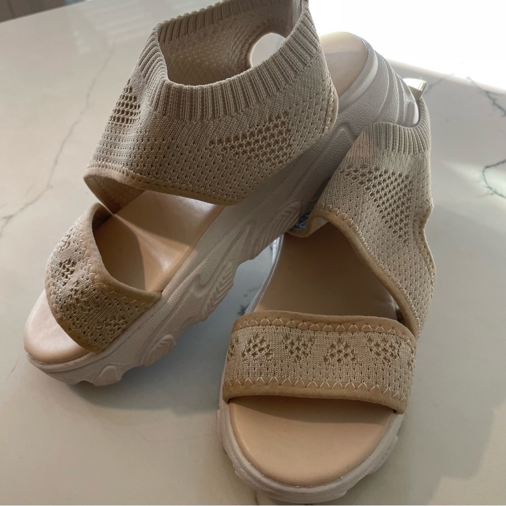 Mesh platform wedge sandal